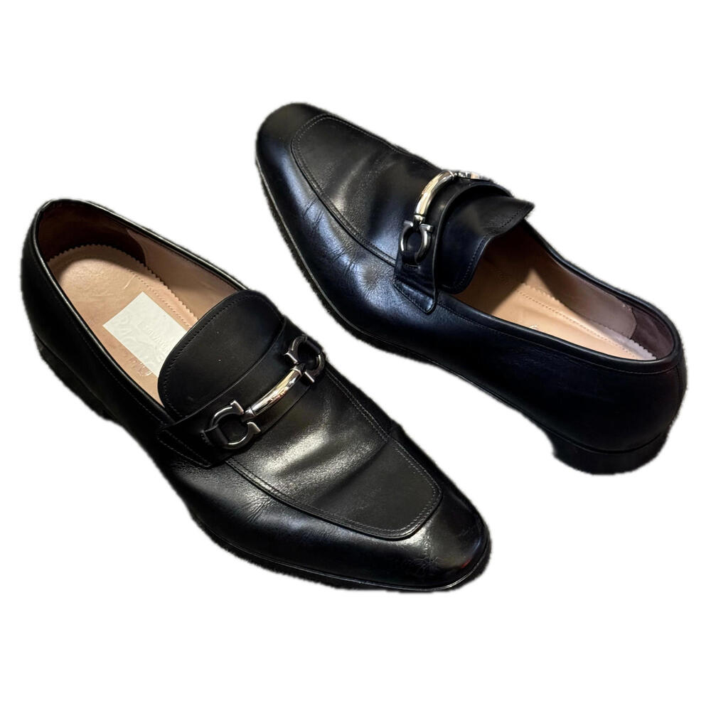Salvatore Ferragamo Black Leather Bit Loafers